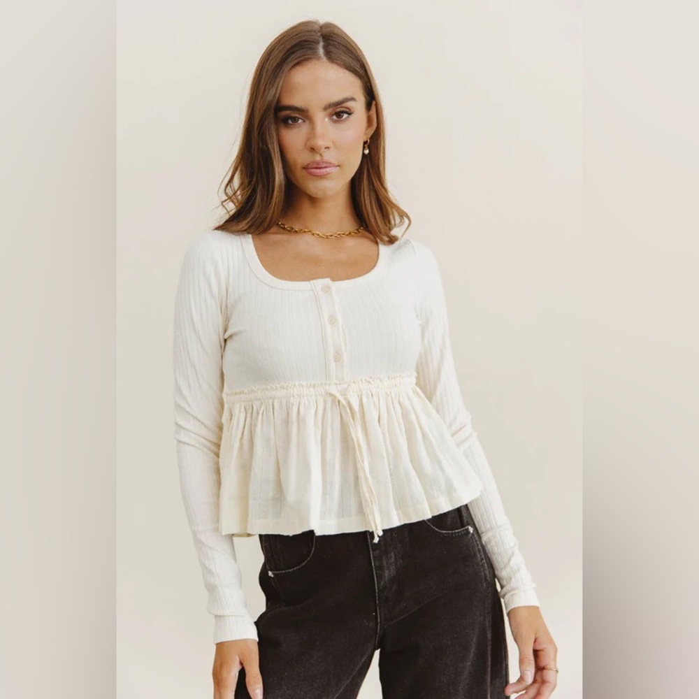 Bohme Andrea Mixed Media Top in Cream